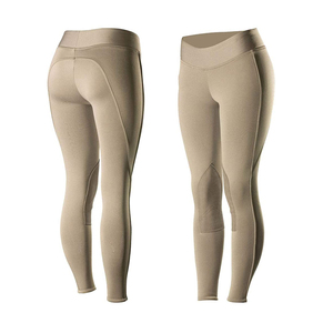 Leggings de equitación profesionales de tiro alto para mujer, color liso, ajuste holgado, material de silicona, cierre de gancho y barra, reforzados. - Product Image 3