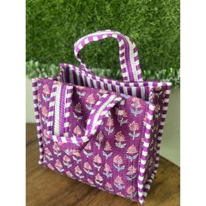Sac fourre-tout en coton indien à imprimé floral, fait main, petit sac de shopping pour femmes, mini sac à main, sac bohème pour tous les jours - Product Image 2
