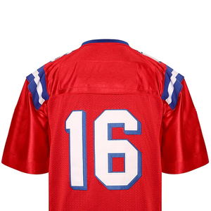 <b>Red</b> American Football Jersey V-Neck Short Sleeve Mesh Breathable Uniform Number 16 for Men Adult All Seasons - Product Image 5