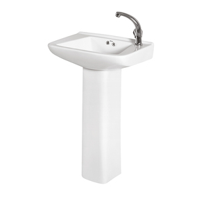Suministro al por mayor de lavabos de cerámica blanca de alta calidad para uso doméstico en el baño con pedestal, de un proveedor indio. - Product Image 1