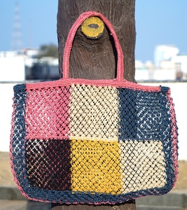 Bolso de Hombro de Yute Bohemio para Mujer con Patrón de Letras Bordado, Ecológico, de Gran Capacidad, con Cierre Abierto, para Uso Diario - Product Image 3