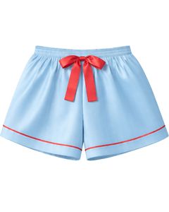 Customized <b>Light</b> Blue Satin Cami Shorts Pajama Set Red Bow Women Sleepwear Summer Soft Silk Nightwear Two Piece <b>Lounge</b> Set - Product Image 3