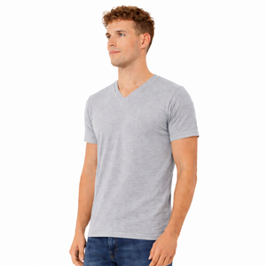 Camiseta de punto 100% algodón para hombre, cuello en V, ajuste regular, manga corta, color liso, transpirable, ecológica, en blanco para serigrafía - Product Image 3