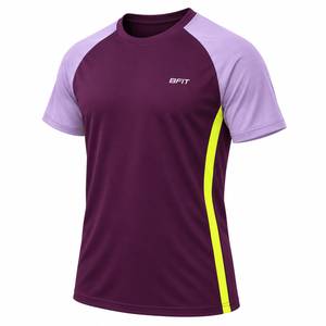 Men's <b>Raglan</b> <b>Sleeve</b> Sport <b>T</b>-<b>Shirt</b> Purple Lavender Neon Yellow Quick Dry O-Neck Regular Fit - Product Image 2