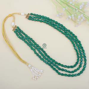 Shivaay Emerald Green Designer Groom Kantha Fine Beaded Necklace - Product Image 2