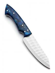 Outil de cuisine artisanal en acier inoxydable avec manche en résine bleue, décoration culinaire - Product Image 2
