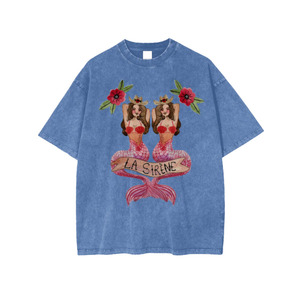 Camiseta de microfibra de algodón de 240 g/m² de gran tamaño para mujer, con bordado tie-dye, estilo streetwear, hombros caídos, color blanco - Product Image 5