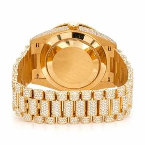 Luxury Fully <b>Iced</b> <b>Out</b> Moissanite <b>Watch</b> Yellow Gold Automatic Mechanical Diamond <b>Watch</b> - Product Image 3