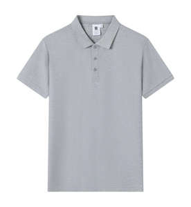 Polo unisexe gris à manches courtes, coupe classique, col rabattu, couleur unie, 100% coton, à porter toute l'année - Product Image 4