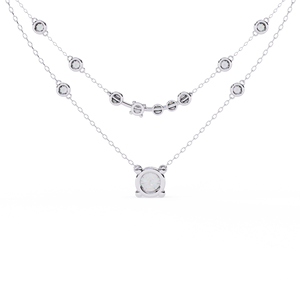 10k 14k 18k White Gold Layered Diamond Jewellery <b>Necklace</b> Featuring a Brilliant Round Cut Solitaire Pendant Bezel Set Chain - Product Image 3