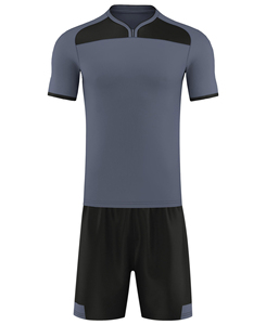 Ensemble de maillot de football léger pour homme, manches courtes, col en V, évacuation de l'humidité, 100 % polyester, noir et gris, maille respirante, coupe athlétique, toutes saisons - Product Image 1