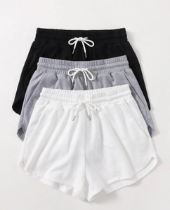 Shorts d'été unisexe décontractés à cordon de serrage, coupe régulière, 100% coton, teinture unie - Product Image 1