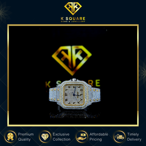 Montre de luxe unisexe en acier inoxydable avec bracelet en cuir, étanche, à mouvement automatique à quartz et diamants Moissanite, vendue dans le monde entier - Product Image 3