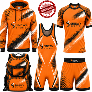 ชุดกีฬาผู้ชาย SINEWY SPORTS MMA สีส้ม พิมพ์ลายแบบ Sublimation ระบายเหงื่อ แห้งเร็ว ชุดฝึกซ้อม - Product Image 3