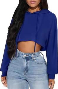 Sweat-shirt à capuche court pour femme, manches longues, style décontracté et streetwear - Product Image 2