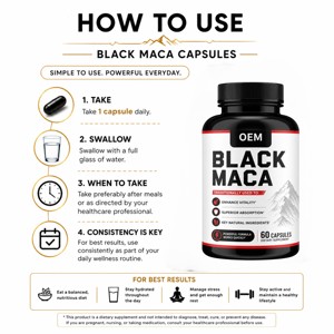Capsules de Maca Noire Pure à 100 % de Marque Privée, Maca Péruvienne Premium, Capsules Végétaliennes, 60 Unités pour Hommes et Femmes, Origine Inde - Product Image 5