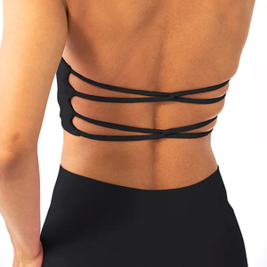 Meilleur fournisseur, qualité supérieure, prix de gros, respirant, service OEM, vêtements décontractés avec logo personnalisé, soutien-gorge de sport simple à col halter - Product Image 4