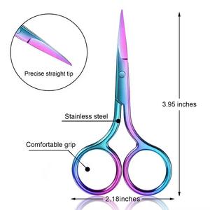 Ciseaux à manucure en métal avec finition arc-en-ciel, lame droite et tranchante, poignée ronde, outil de soin des ongles durable pour adultes - Product Image 6