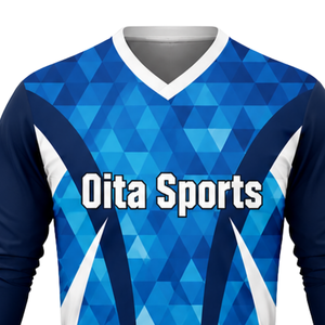 Men Blue Green Sublimated Volleyball Uniform Long Sleeve Polyester Sports Set <b>Athletic</b> Team Match Performance Apparel - Product Image 4