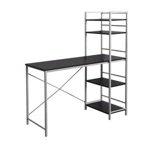 Scrivania Moderna Contemporanea da 48 Pollici per Ufficio Domestico con Ripiani Portaoggetti, Laminato Marrone e Metallo Grigio per Lavoro con Laptop - Product Image 2