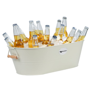 Creative Quality Metal Ice Bucket <b>Drink</b> Chiller Rectangular Galvanized Steel Beverage Tub With Wooden Handle For Party & <b>Bar</b> Use - Product Image 3