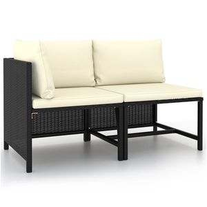 Set Divano da Giardino Bianco Crema e Nero - Product Image 1