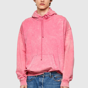 Sweat à capuche épais pour homme, sans cordon, personnalisable, coupe oversize, uni, effet vieilli, délavé à l'acide, style vintage - Product Image 6