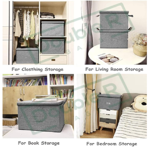 Storage <b>Bin</b> Box with Lid Handle and <b>Label</b> Card Slot Closet Organizer for Clothes Toys Books and Office - Product Image 4