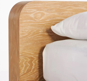 Base de Cama Moderna de Madera de Teca Sólida con Esquinas Redondeadas, Muebles Minimalistas para Dormitorio, Diseño Contemporáneo de Perfil Bajo Tapizado - Product Image 6