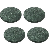 Sous-verres en marbre vert 4 pièces avec base en liège |   Ensemble de sous-verres réutilisables et lavables certifiés écologiques |   Accessoires de luxe