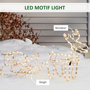 Decorazione Natalizia LED Renna con Slitta, 35 Luci Bianco Caldo, Struttura in Acciaio per Interni ed Esterni, Alimentazione AC - Product Image 4
