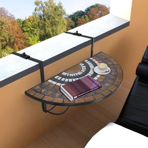 Table de jardin pliable de taille moyenne, couleur terre cuite blanche avec structure en fer noir, pour usage extérieur - Product Image 1