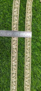 Elegante Ribete de Encaje Bordado Floral, 100% Poliéster, Diseño Personalizado con Perlas, 1 a 1 7/8 Pulgadas de Ancho, para Decoración de Vestidos - Product Image 3