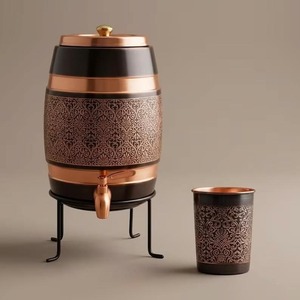 Dispensador de Cobre Repujado con Grifo y Tapa, Recipiente de Almacenamiento de Cobre Martillado, Estilo Vintage para Uso Doméstico, Gran Capacidad - Product Image 3
