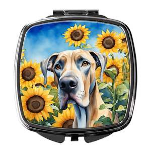 Great Dane Tournesols Miroir de maquillage de voyage compact Cadeau design pliable pour femmes et filles - Product Image 1