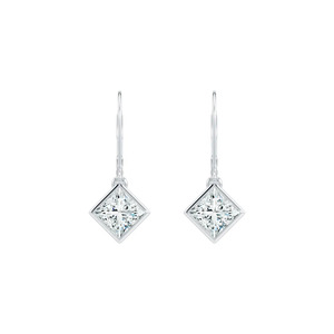 Modernos y Elegantes Pendientes de Aro Huggie con Diamantes de Laboratorio de Corte Princesa de 6mm, Color EF, VS1, Oro Rosa de 14K, Engaste en Bisel, para Uso Diario - Product Image 2