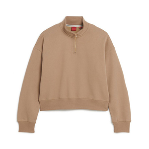 เสื้อสเวตเชิ้ตผู้หญิงคอปกแบบซิปครึ่งตัว ดีไซน์ใหม่สำหรับฤดูหนาว ถักนิตติ้ง ทรงหลวมไหล่ตก ไซส์ปกติ คุณภาพสูง เป็นมิตรต่อสิ่งแวดล้อม - Product Image 1