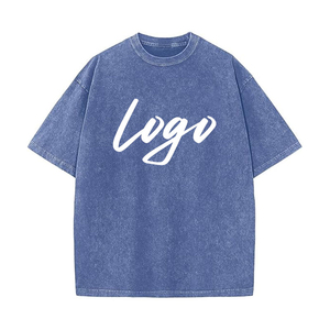 Camisetas de Algodón Grueso con Hombros Caídos Personalizadas, Camisetas con Lavado Ácido, Camisetas Casuales para Hombre, Camisetas Vintage con Lavado a la Piedra, Camisetas Unisex - Product Image 3