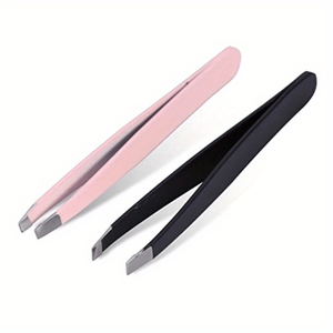 Pince à épiler professionnelle moderne à pointe inclinée en acier inoxydable, design pointu durable, couleurs rose et noir - Product Image 1