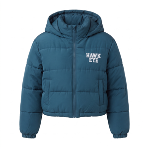 Blouson court matelassé d'hiver pour femme, manteau court à manches longues avec fermeture éclair frontale, décontracté, chaud, ourlet ajustable, vêtement d'extérieur - Product Image 4
