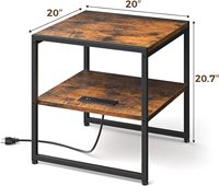 Sous-plat carré classique en bois avec ports USB et prises électriques, support polyvalent pour mini-réfrigérateur et imprimante de table