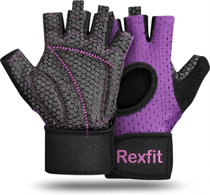 Gants de sport anti-choc pour l'haltérophilie et le fitness, gants de fitness professionnels Rexfit à demi-doigts - Product Image 2
