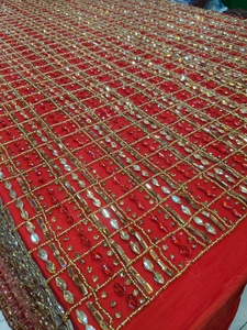 Tela de Tul Bordada Roja con Lentejuelas, Diseño Sólido, Hecha a Mano, de Lujo, Tradicional, 5 Yardas para Confección de Vestidos - Product Image 2