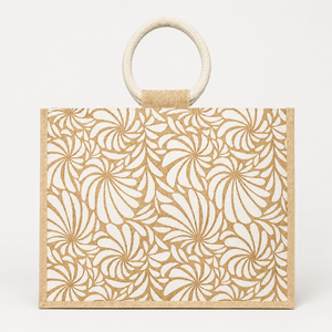 Bolsa de Playa de Yute Natural con Estampado Floral Personalizado, Asa Redonda Laminada en PP, Venta al Por Mayor, Fabricante de Marca Privada OEM, Exportador B2B - Product Image 5