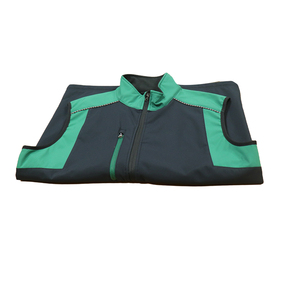 Blouson bomber pour homme en toile polyester/nylon avec empiècements en polaire, noir et vert, col zippé, coupe-vent, décontracté, hiver - Product Image 6