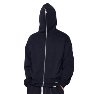 Sudadera con capucha y cremallera completa de estilo urbano con logo personalizado, extragrande, de peso pesado, con doble cremallera, para hombre, lisa - Product Image 1