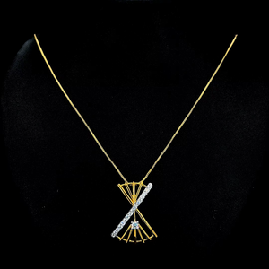 Collar con Colgante de Diamante de Corte Redondo en Oro Amarillo de 9K, Diseño de Barra en Forma de Abanico, 0.85 Quilates, Chapado en Oro, para Compromiso, 10K, 14K, 18K - Product Image 1