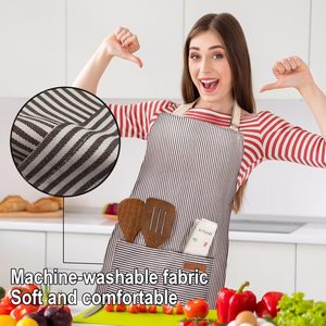 Tablier rayé avec 2 poches, bretelles réglables, unisexe, <span class=keywords><strong>pour</strong></span> adulte, <span class=keywords><strong>pour</strong></span> la <span class=keywords><strong>cuisine</strong></span> - Product Image 5