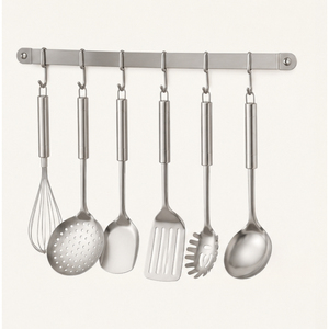 Fine Quality Stainless Steel Kitchen Wall <b>Rail</b> Rack with S-<b>Hooks</b> Rust-Proof Space-Saving Organizer for Pots Pans and Utensils - Product Image 1