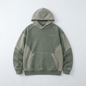 เสื้อฮู้ดโอเวอร์ไซส์สำหรับผู้ชาย OneApex สีเขียวเซจ แต่งสีบล็อก แขนเสื้อแบบแร็กแลน มีกระเป๋าจิงโจ้ สวมใส่สบายๆ สำหรับฤดูใบไม้ร่วง - Product Image 1